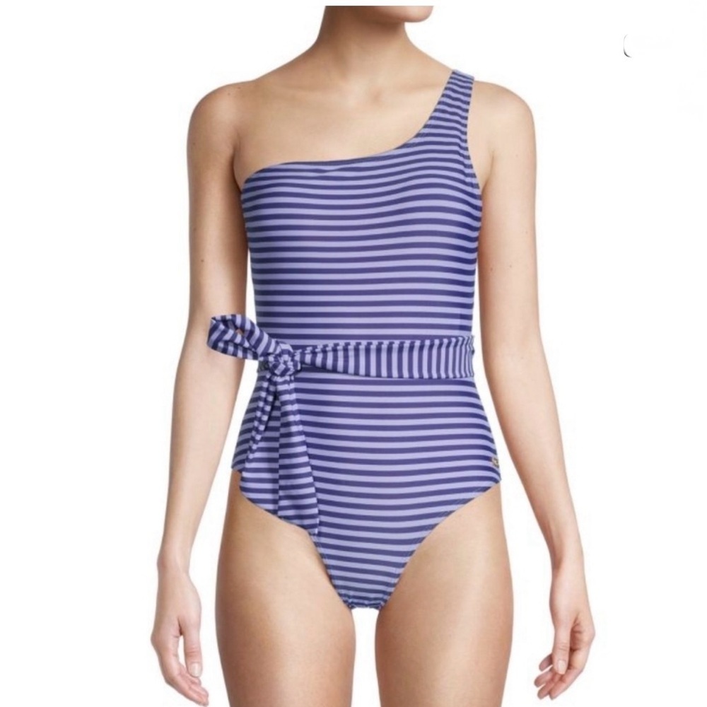 Jones New York one-shoulder striped swimsuit size M